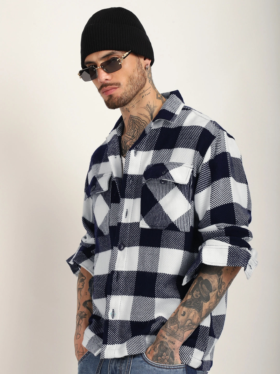 Divine Flannel Navy Checked Full Sleeve Shirt