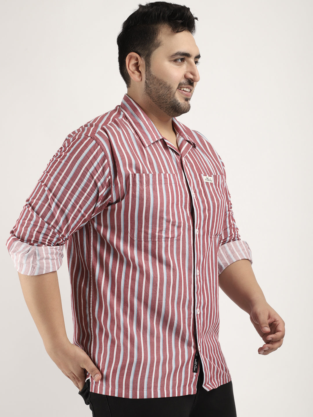 Allesia Wine Plus Size Stripe Shirt