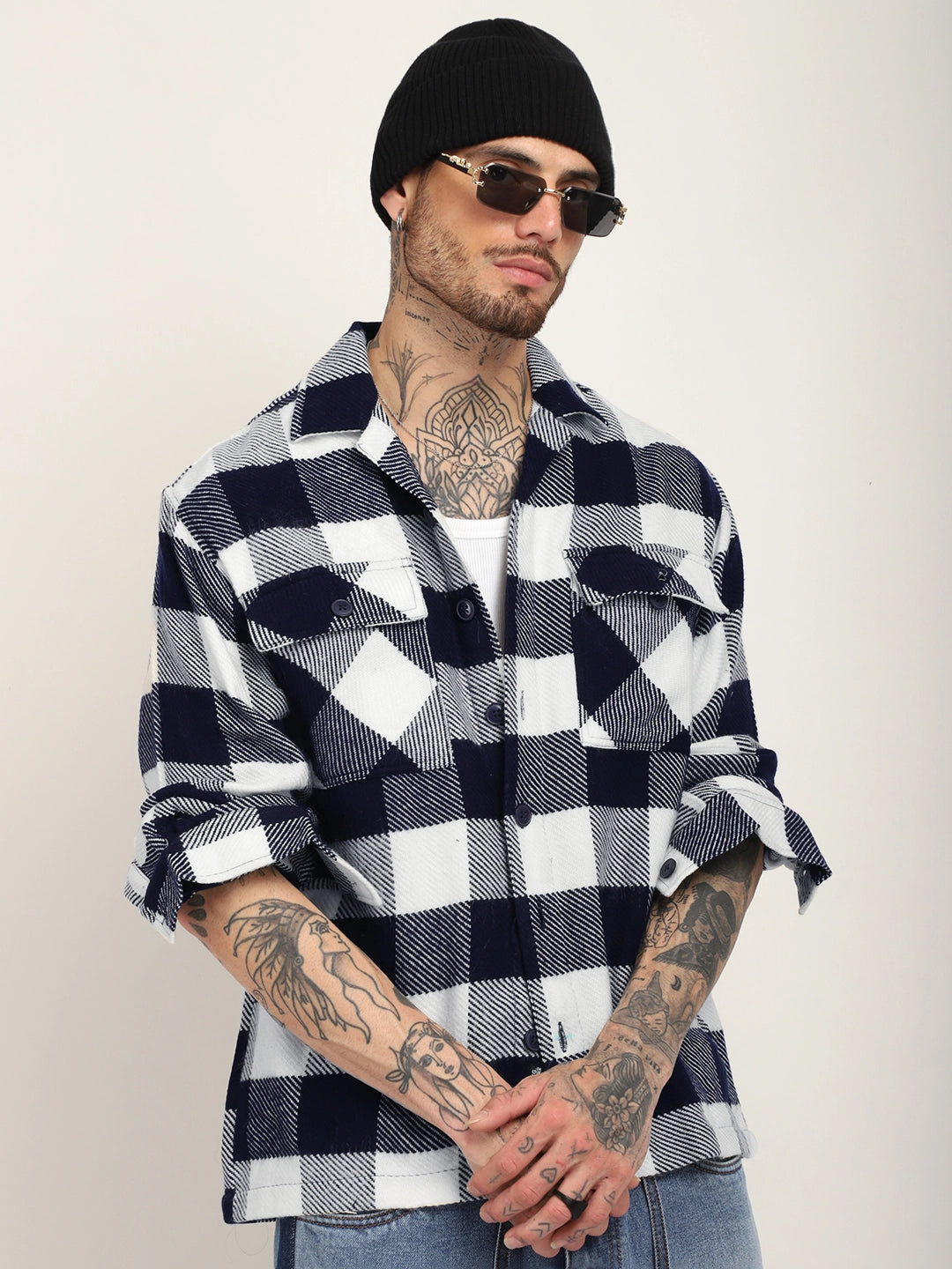 Divine Flannel Navy Checked Full Sleeve Shirt