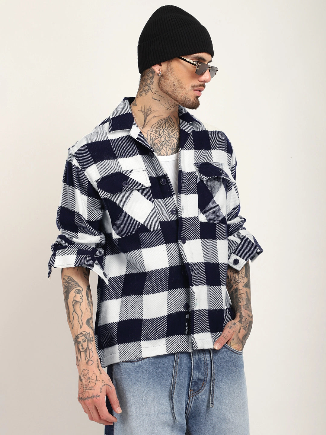 Divine Flannel Navy Checked Full Sleeve Shirt