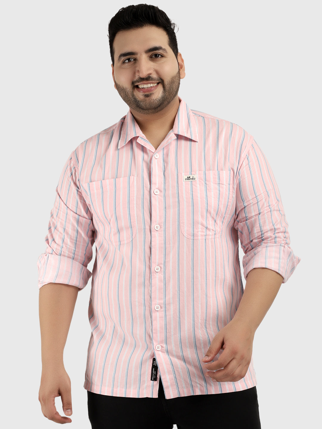 Allesia Pink Plus Size Stripe Shirt