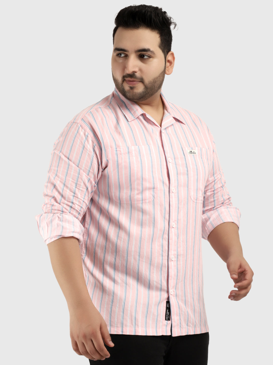 Allesia Pink Plus Size Stripe Shirt