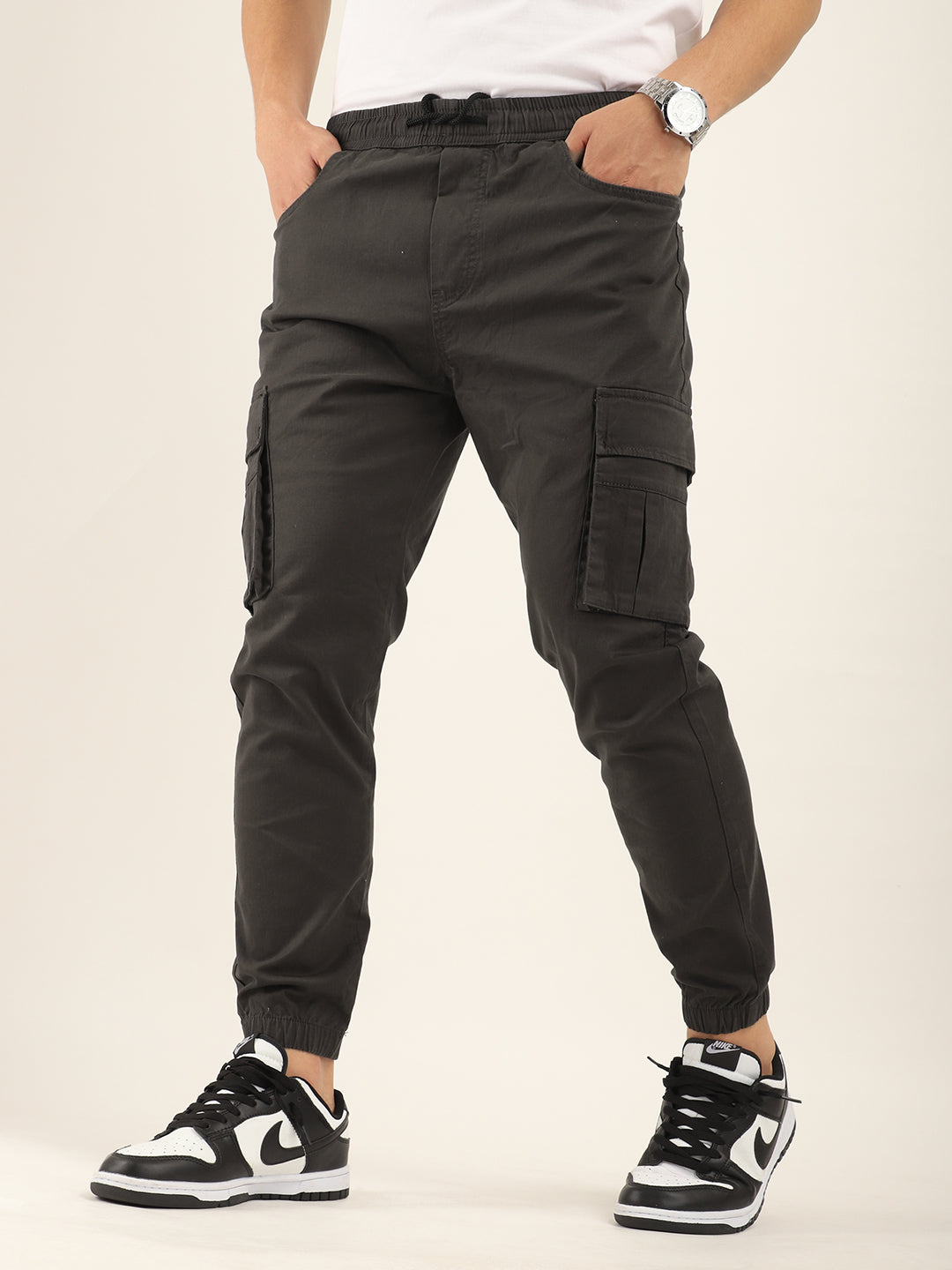 Dark Grey Cotton Twill Cargo