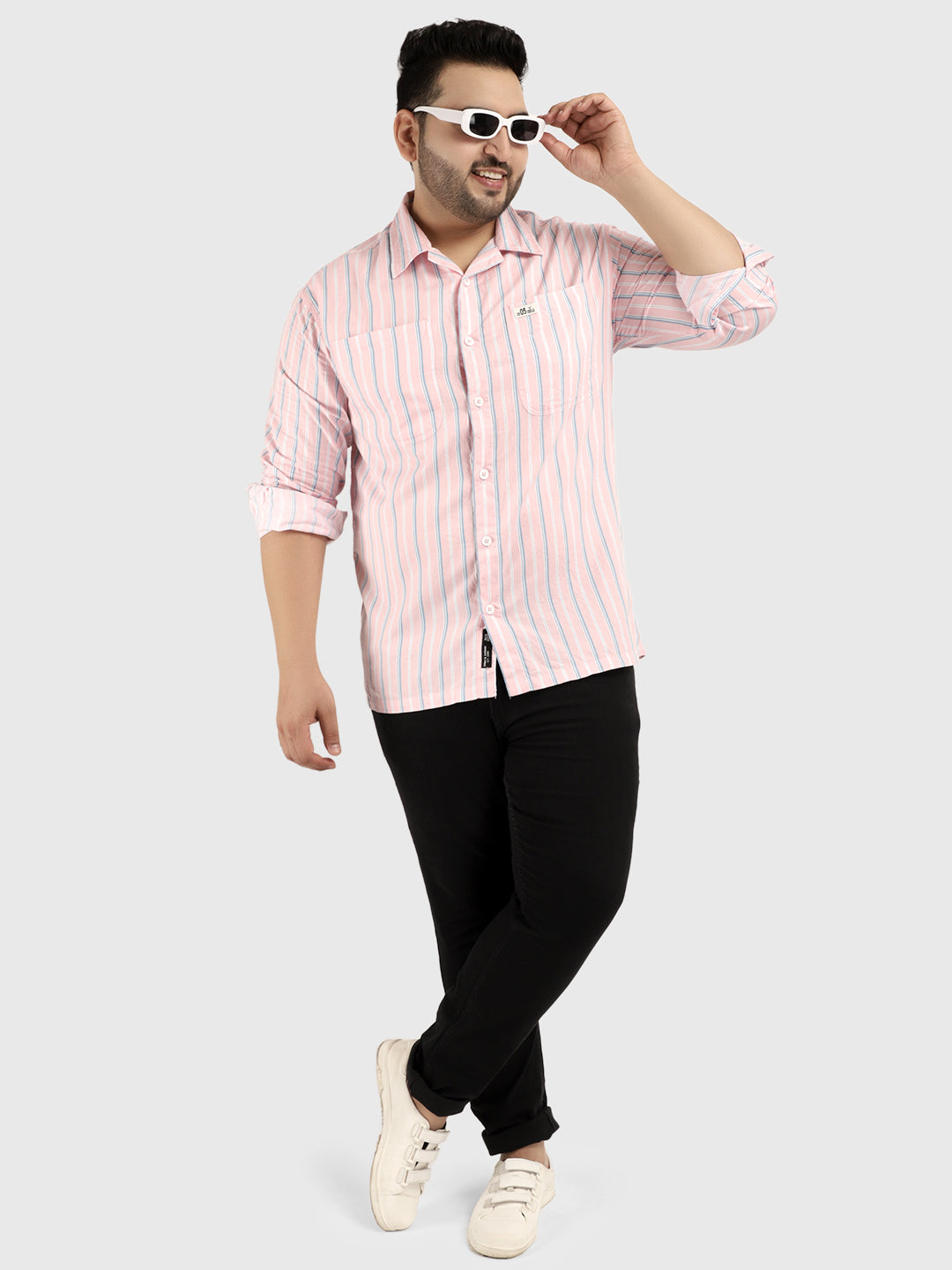 Allesia Pink Stripe Plus Size Shirt