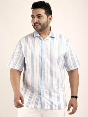 Venis White Strips half sleeve Shirt