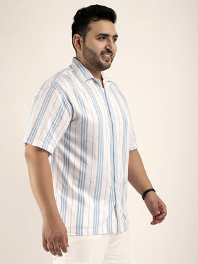 Venis White Strips half sleeve Shirt