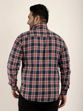 Louis Navy Check Full Sleeve Plus Size Shirt