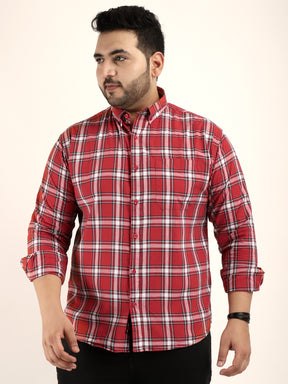 Louis Red Check Full Sleeve Plus Size Shirt