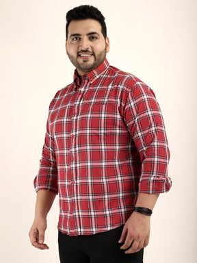 Louis Red Check Full Sleeve Plus Size Shirt