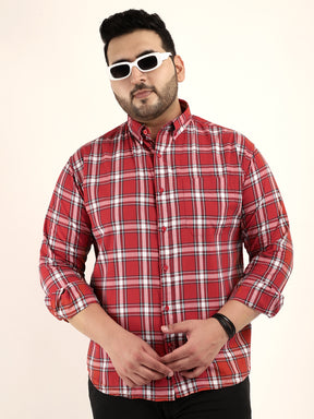 Louis Red Check Full Sleeve Plus Size Shirt