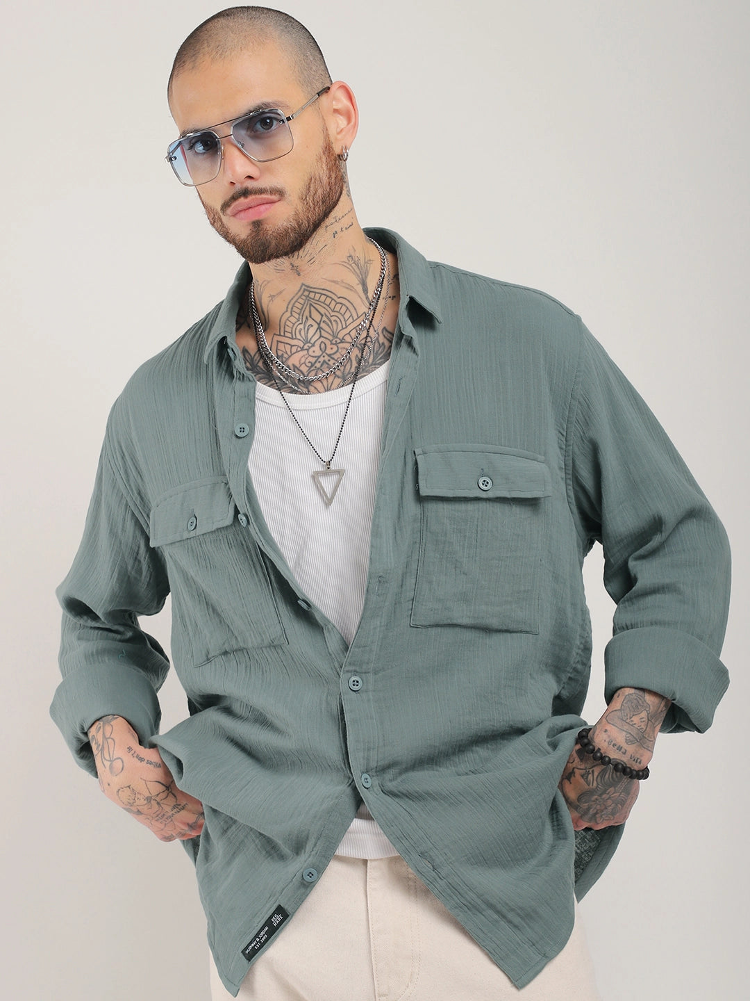 Vero Vibe Lucas Double Clothe Light Green Shirt