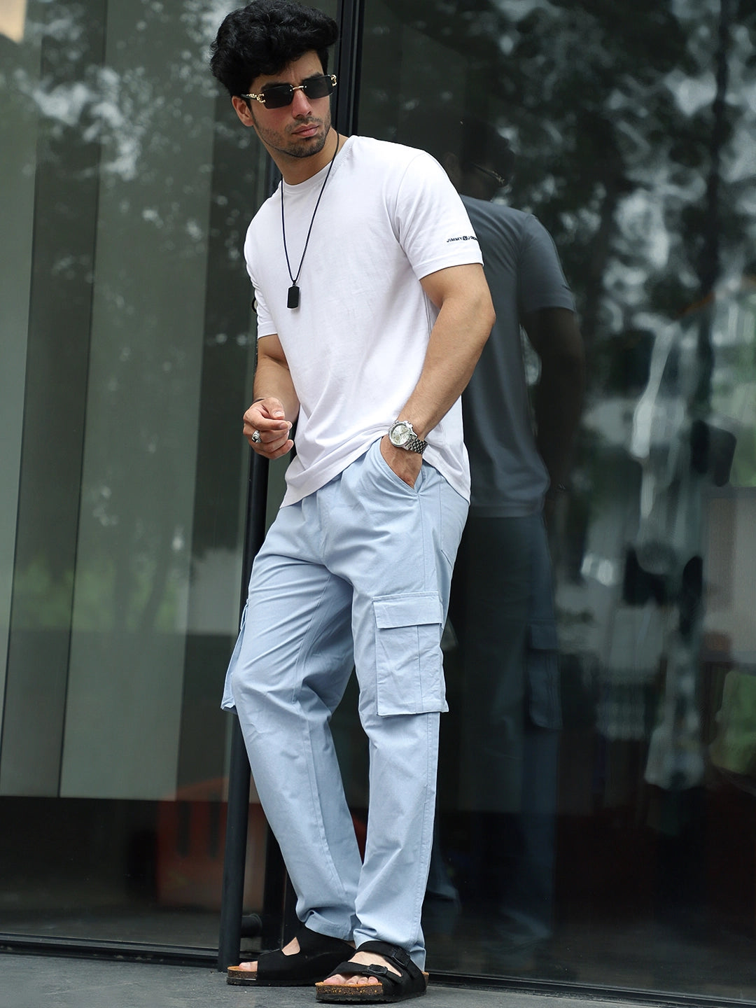 TerraTone Sky Blue Baggy Fit Cotton Cargo
