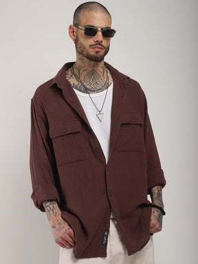 Vero Vibe Lucas Double Clothe Brown Shirt