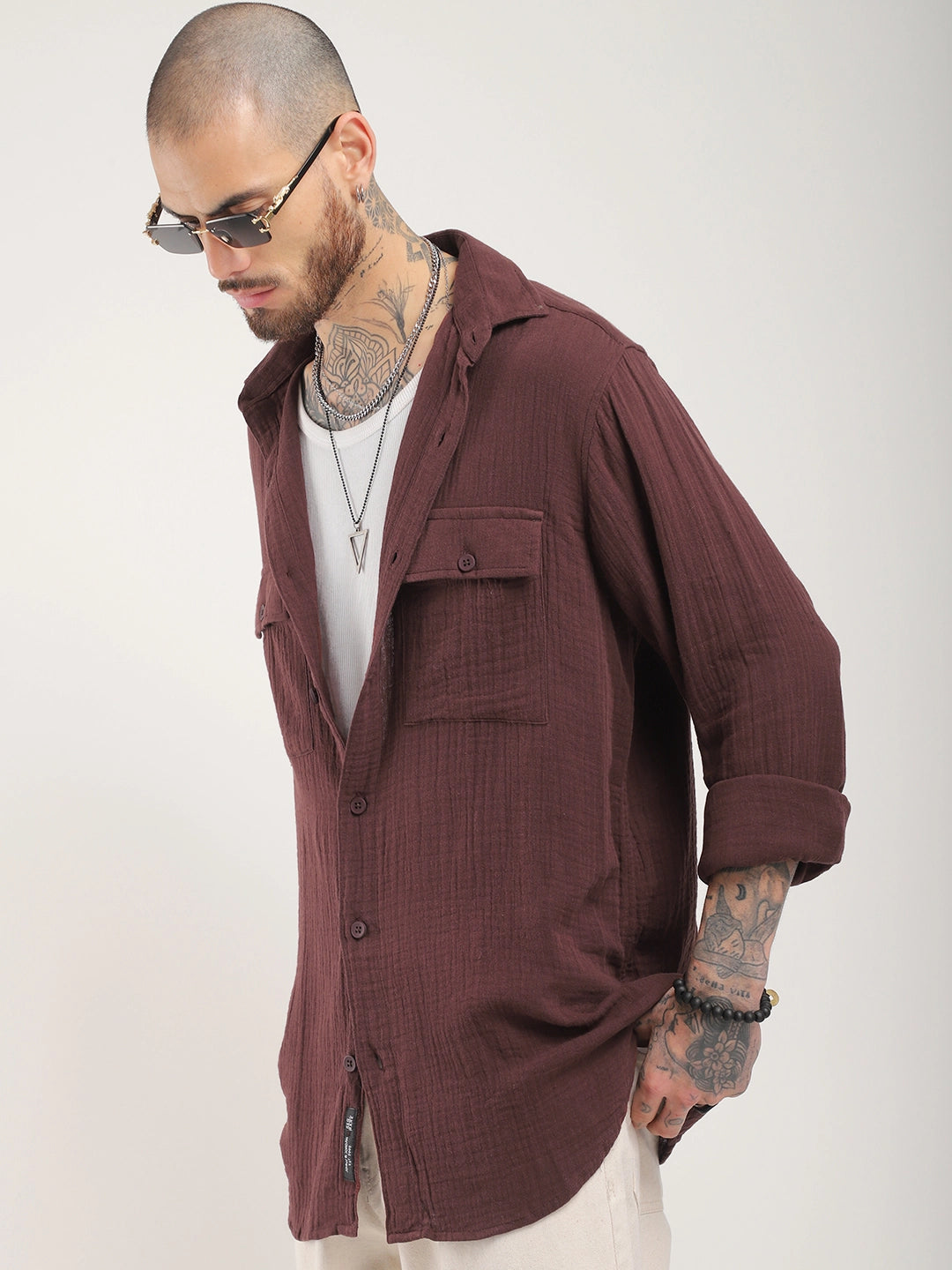 Vero Vibe Lucas Double Clothe Brown Shirt