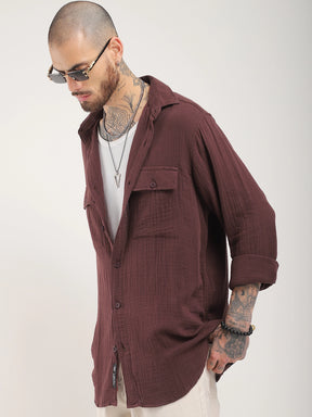 Vero Vibe Lucas Double Clothe Brown Shirt