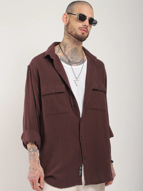 Vero Vibe Lucas Double Clothe Brown Shirt