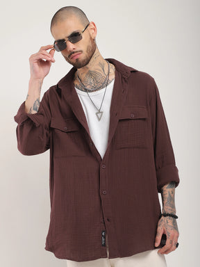 Vero Vibe Lucas Double Clothe Brown Shirt