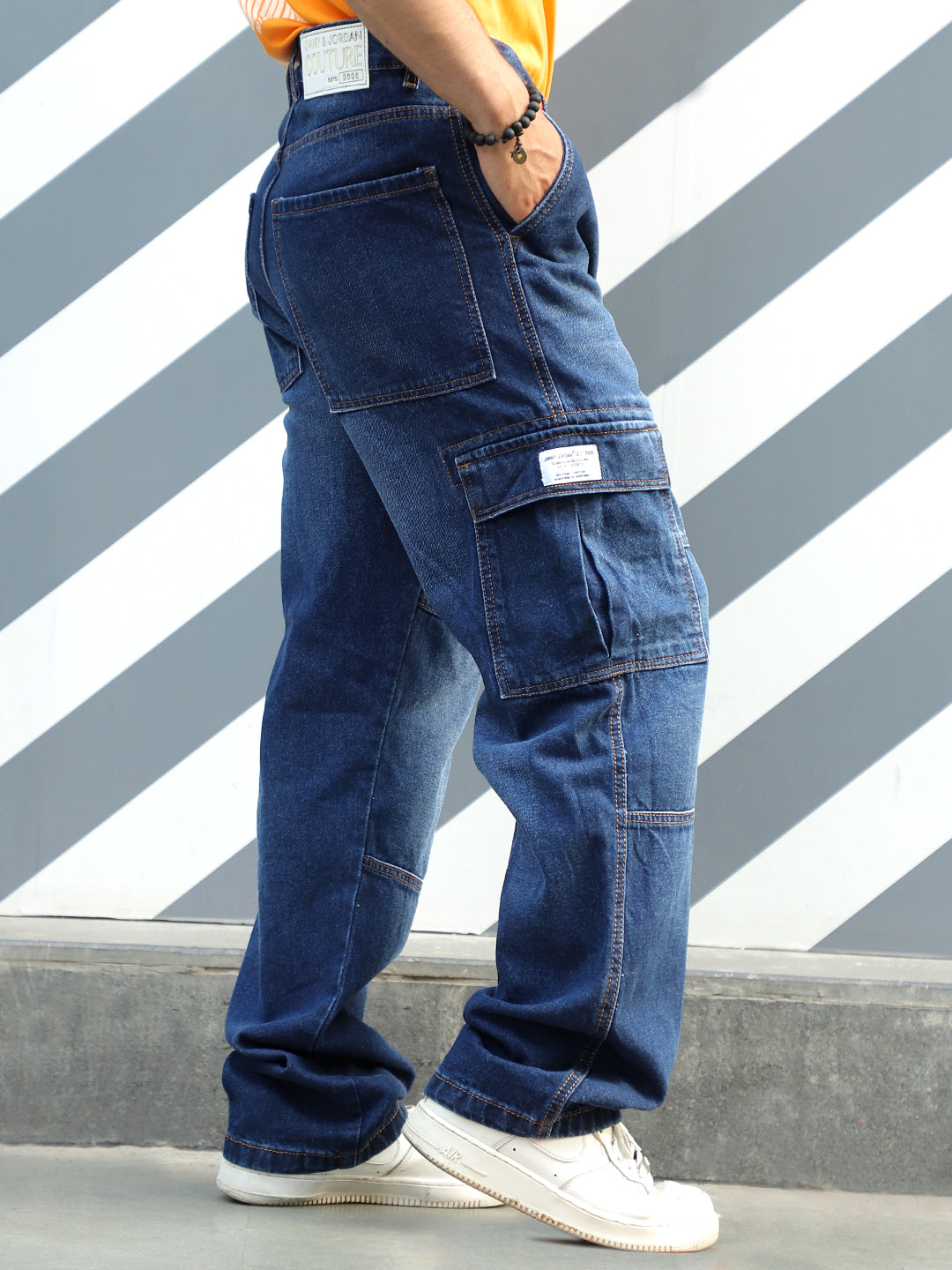 Noir Yale Blue Baggy Fit Denim Cargo