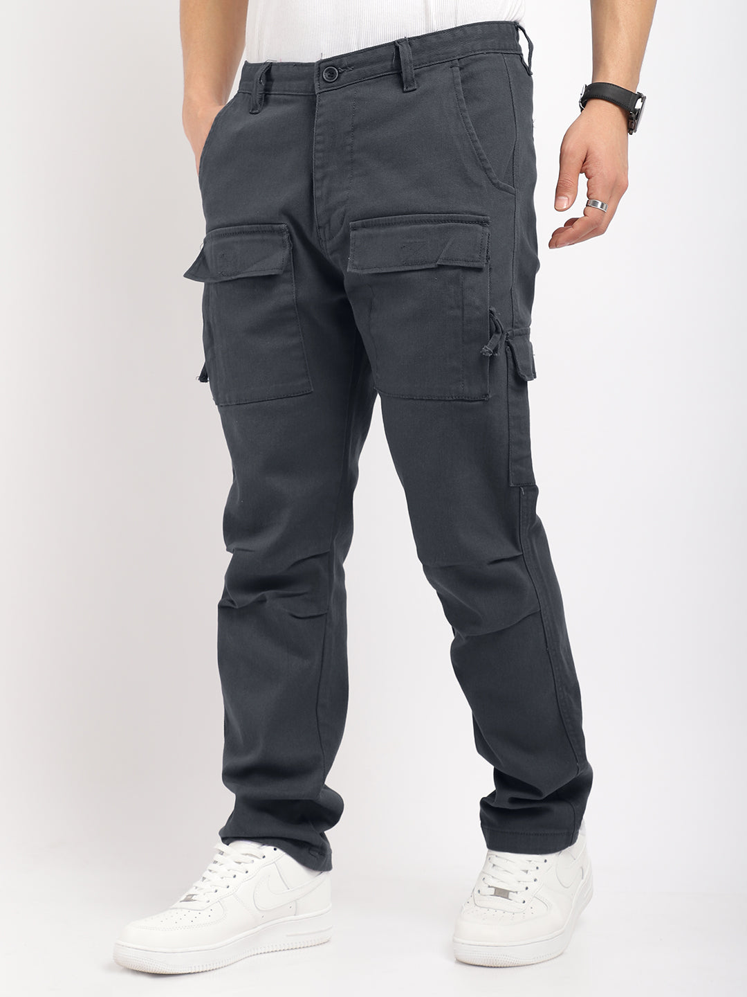 Riverside Ash Grey Cotton Plus Size Cargo