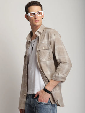 Sherwood Paled Check Beige Full Sleeve Shirt