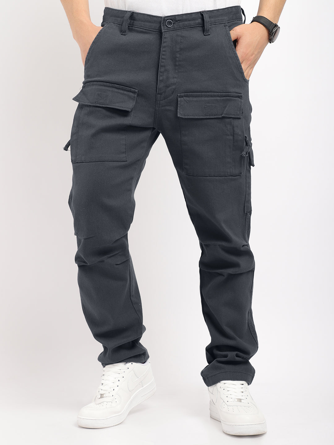 Riverside Ash Grey Cotton Plus Size Cargo