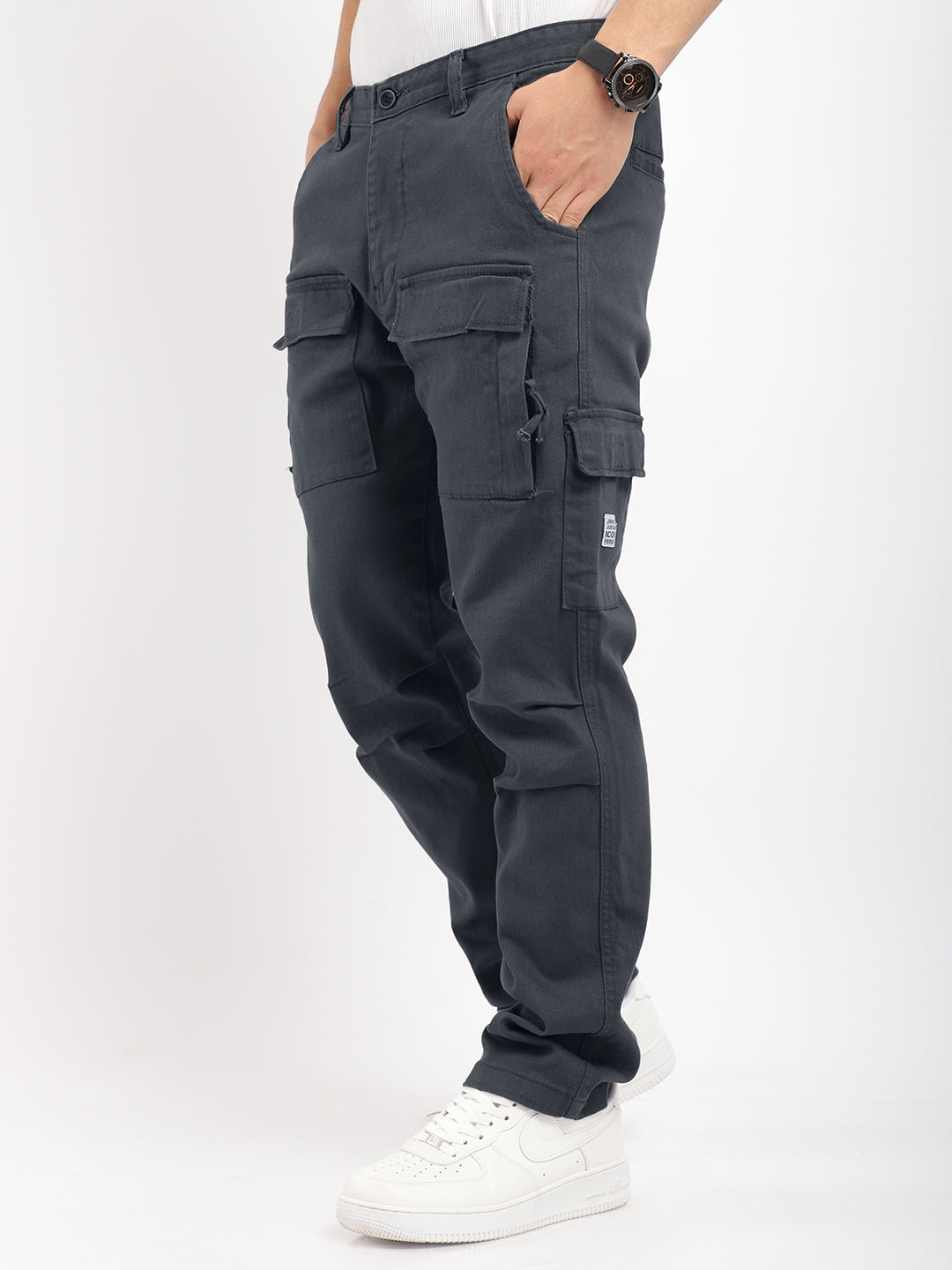 Riverside Ash Grey Cotton Plus Size Cargo