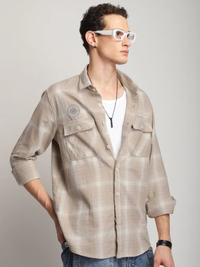 Sherwood Paled Check Beige Full Sleeve Shirt