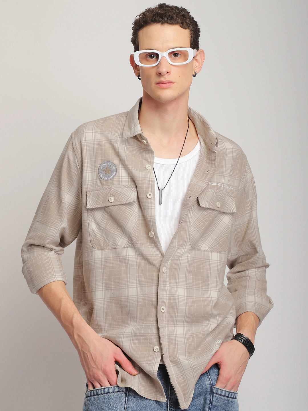 Sherwood Paled Check Beige Full Sleeve Shirt