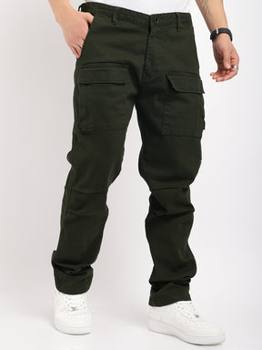 Riverside Dark Olive Green Cotton Plus Size Cargo