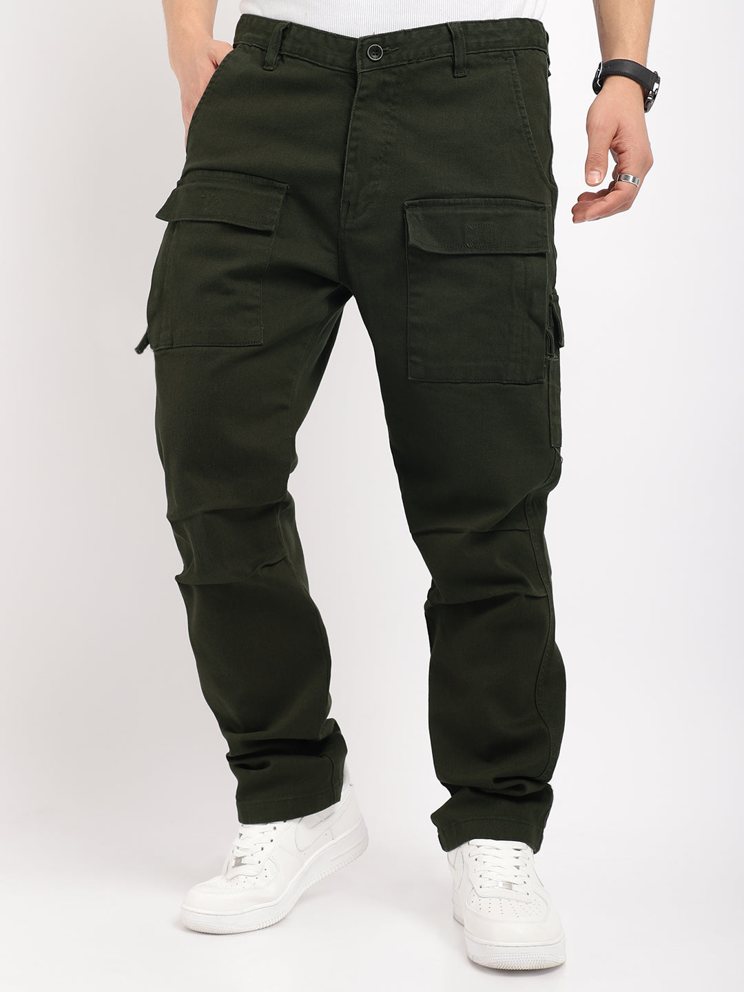 Riverside Olive Green Cotton Plus Size Cargo