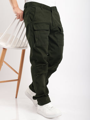 Riverside Dark Olive Green Cotton Plus Size Cargo