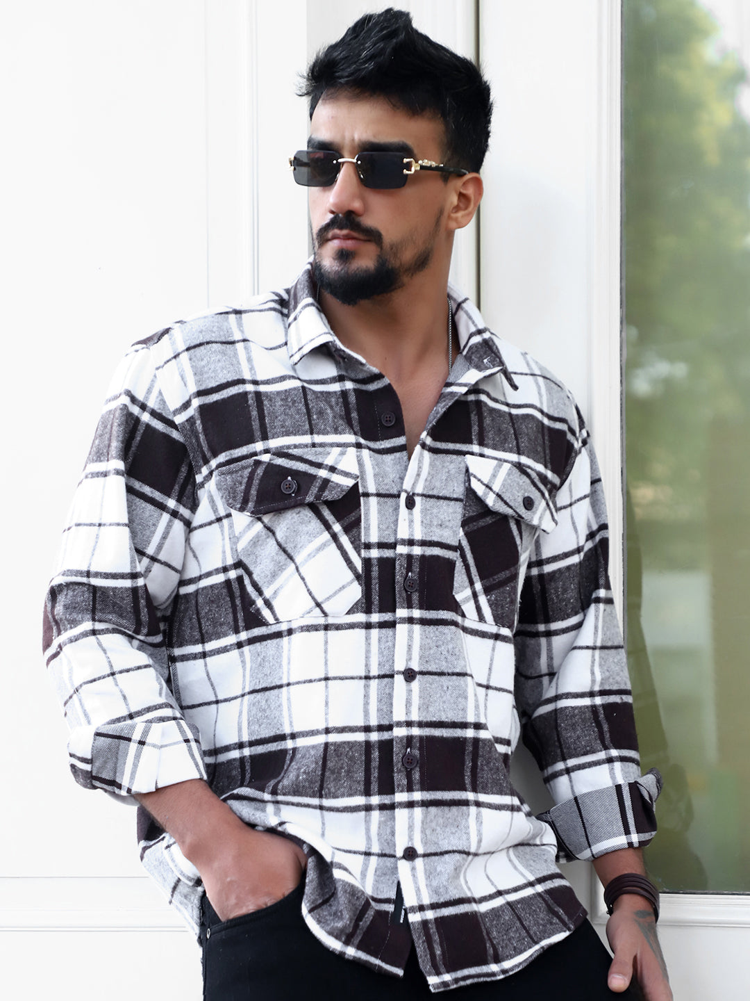 Frame Theory Dark Brown Check Full Sleeve Shirt