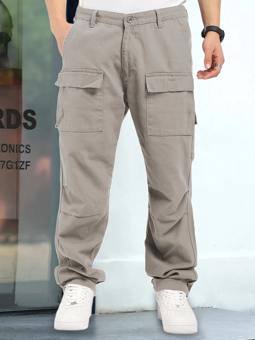 Riverside Stone Grey Cotton Cargo