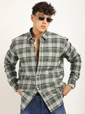 Fabric Eric Check Grey Full Sleeve Shirt