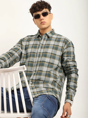 Fabric Eric Check Grey Full Sleeve Shirt