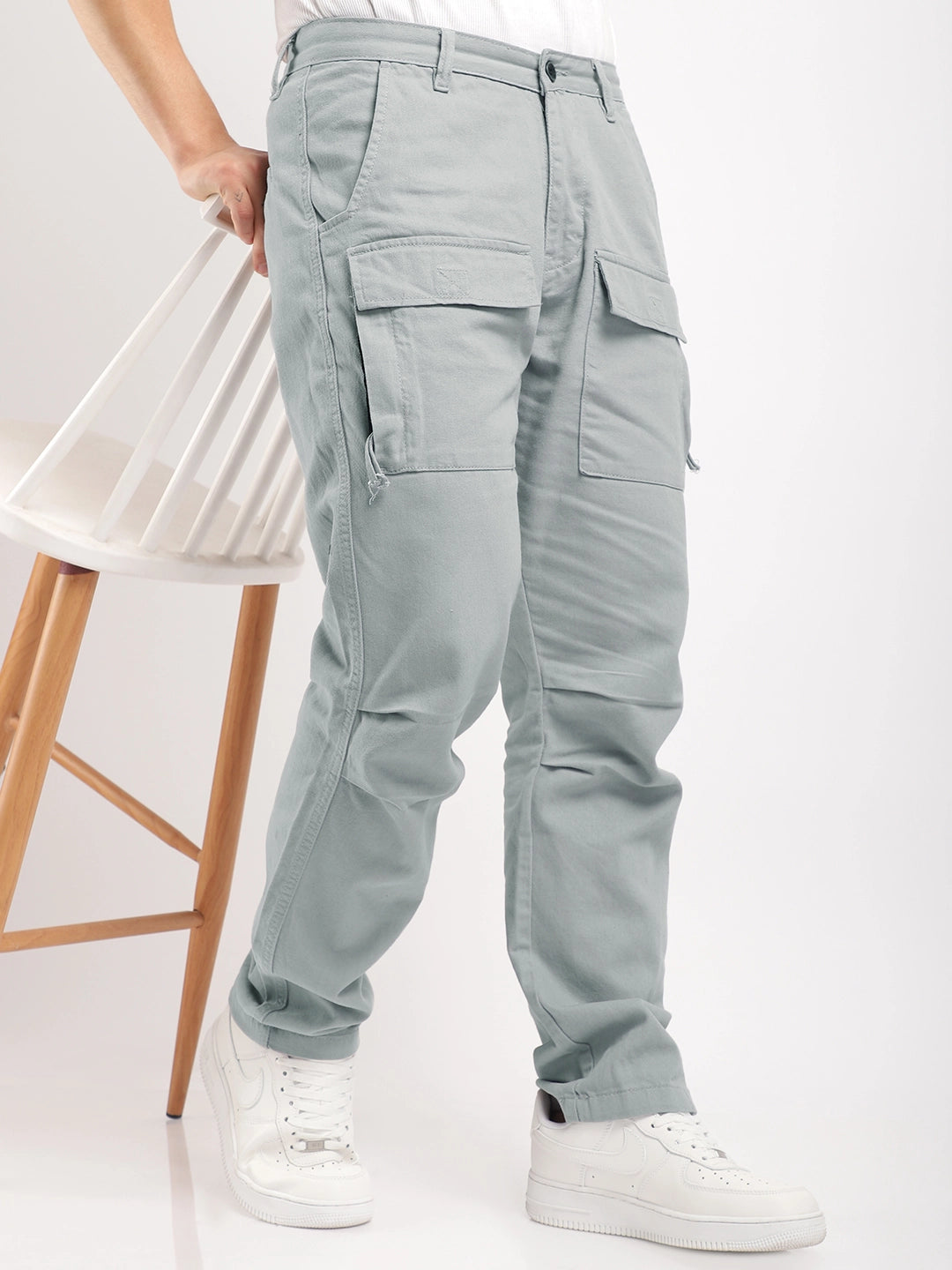 Riverside Steel Grey Cotton Plus Size Cargo