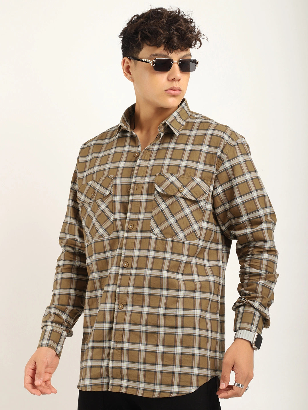 Luxe Lineage Organic Linen Khaki Full Sleeve Shirt