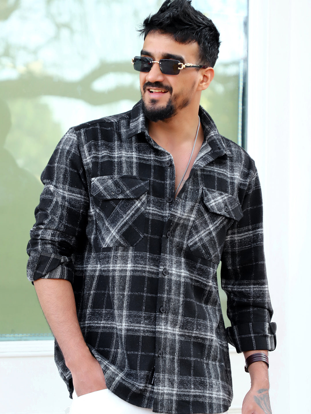 Daytona Black Check Full Sleeve Shirt