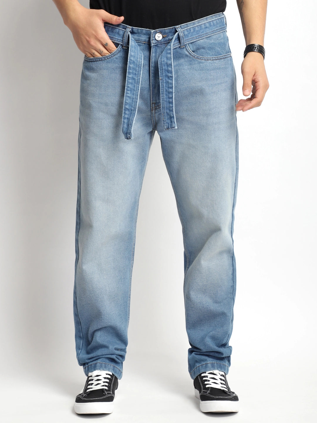 Urban Luxe Tint Blue Belt Denim Jeans