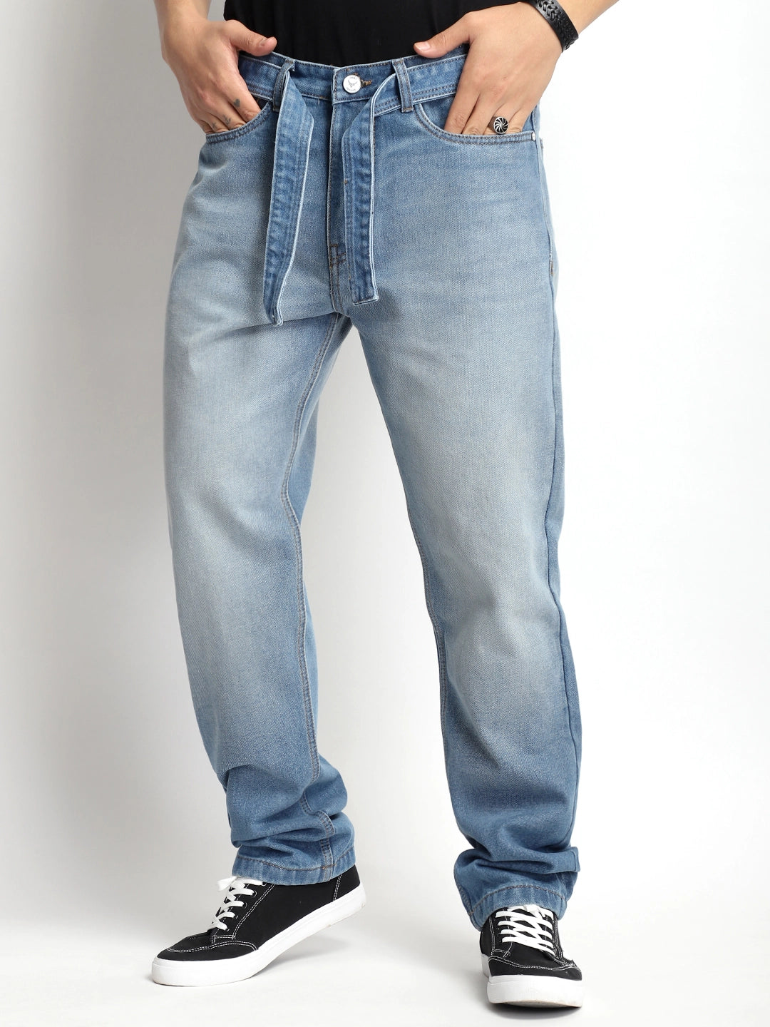 Urban Luxe Tint Blue Belt Denim Jeans