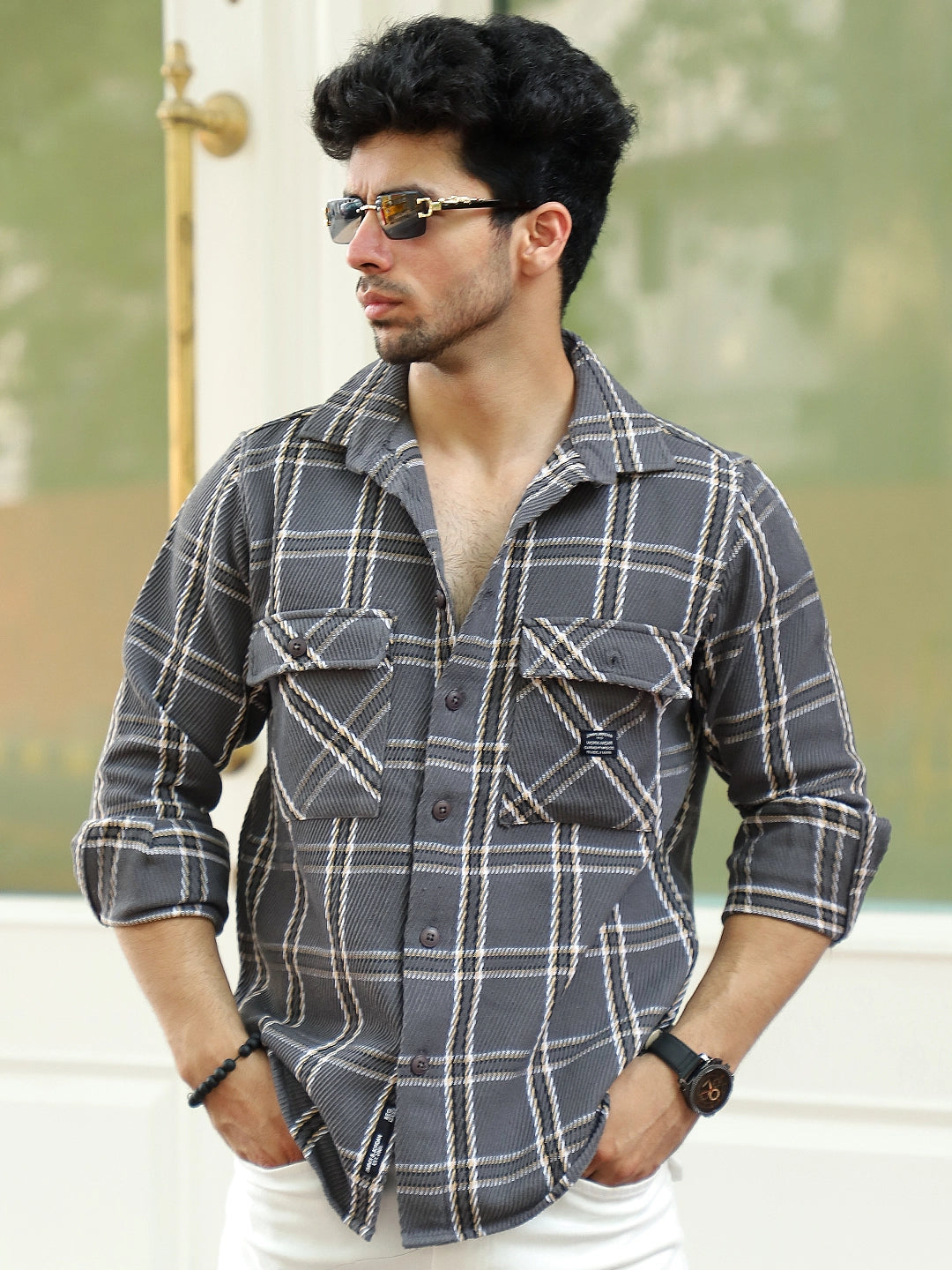 Royal Match Grey Check Full Sleeve Shirt