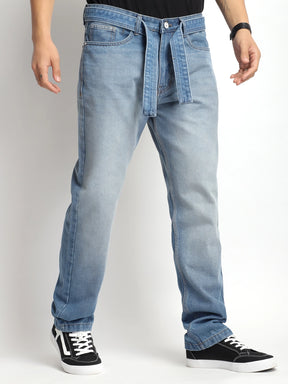 Urban Luxe Tint Blue Belt Denim Jeans