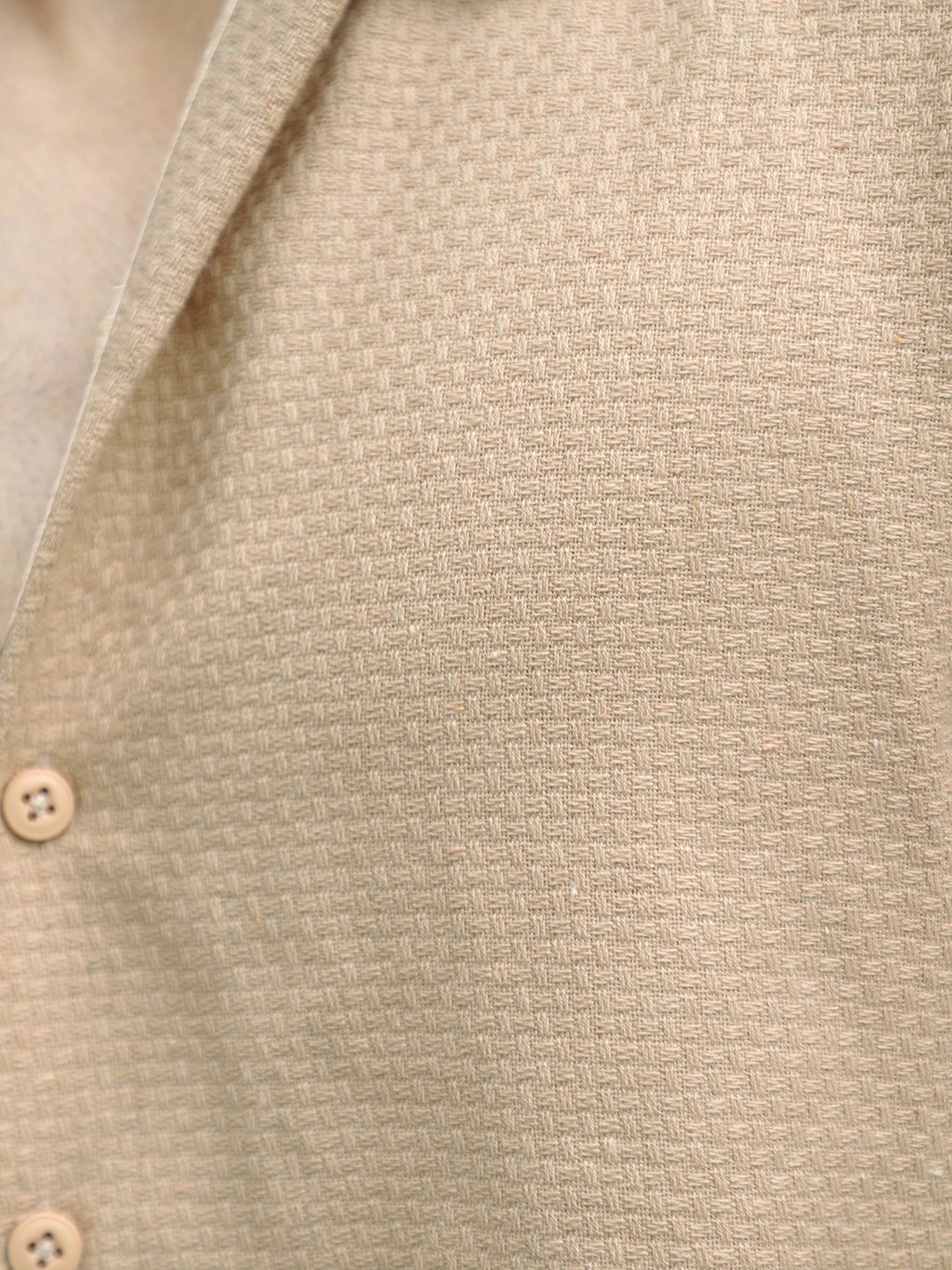 Tactile Textured Beige Half Sleeve Shirt