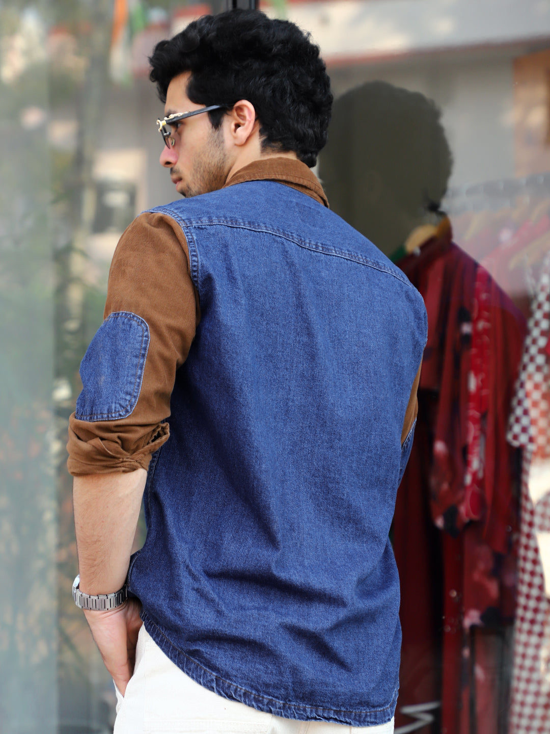 Luxe Fit Berry Blue Washed Denim Shirt