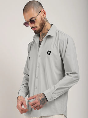 Andrey Stretchable Matt Silver Full Sleeve Shirt