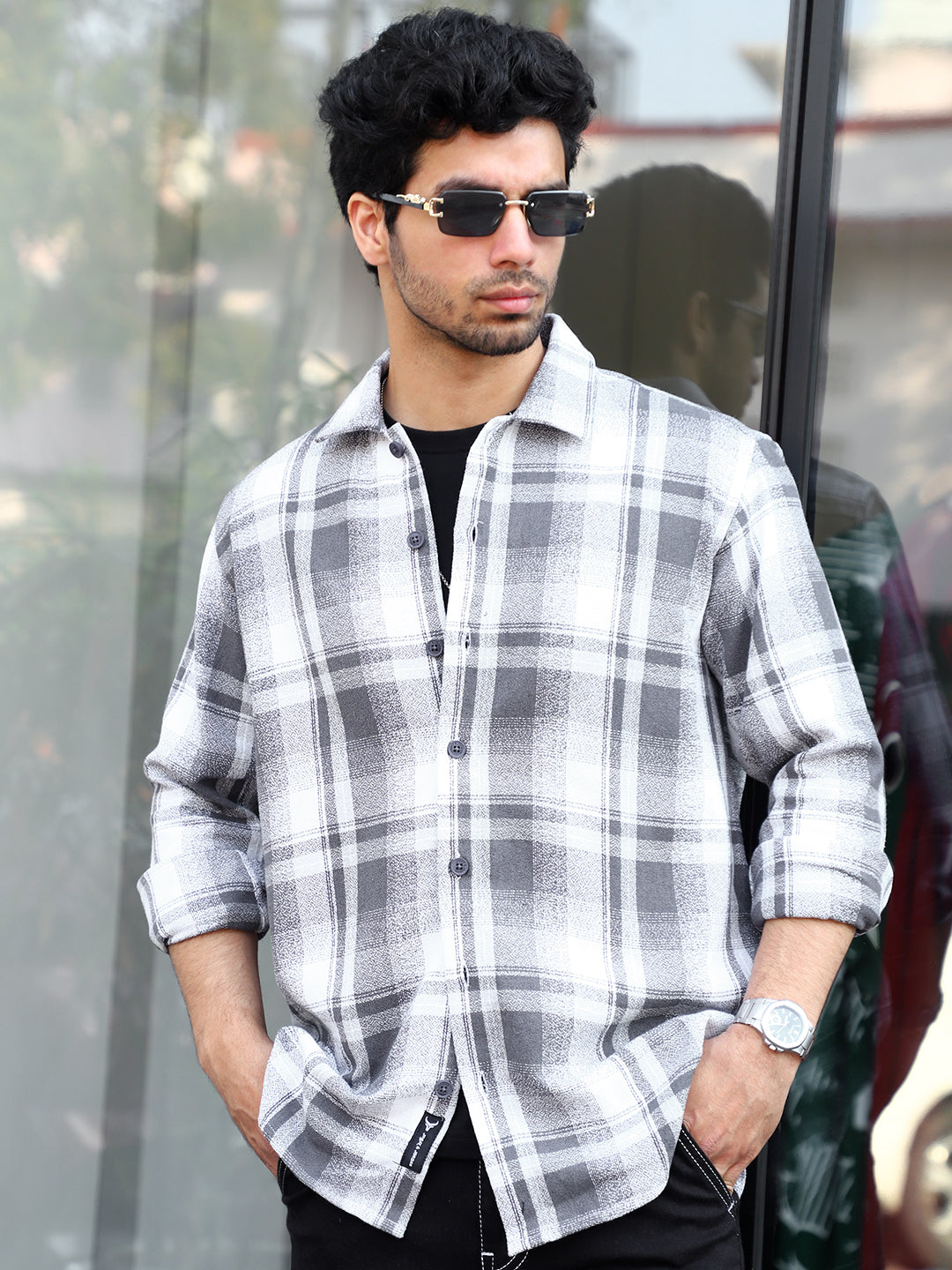 Bloom State Gray Check Full Sleeve Shirt