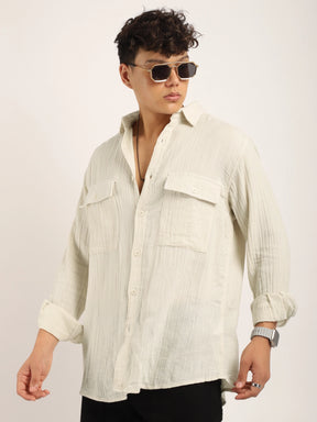 Fabric Lucas Double Clothe Cream Full Sleeve Shirt