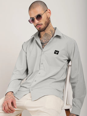 Andrey Stretchable Matt Silver Full Sleeve Shirt