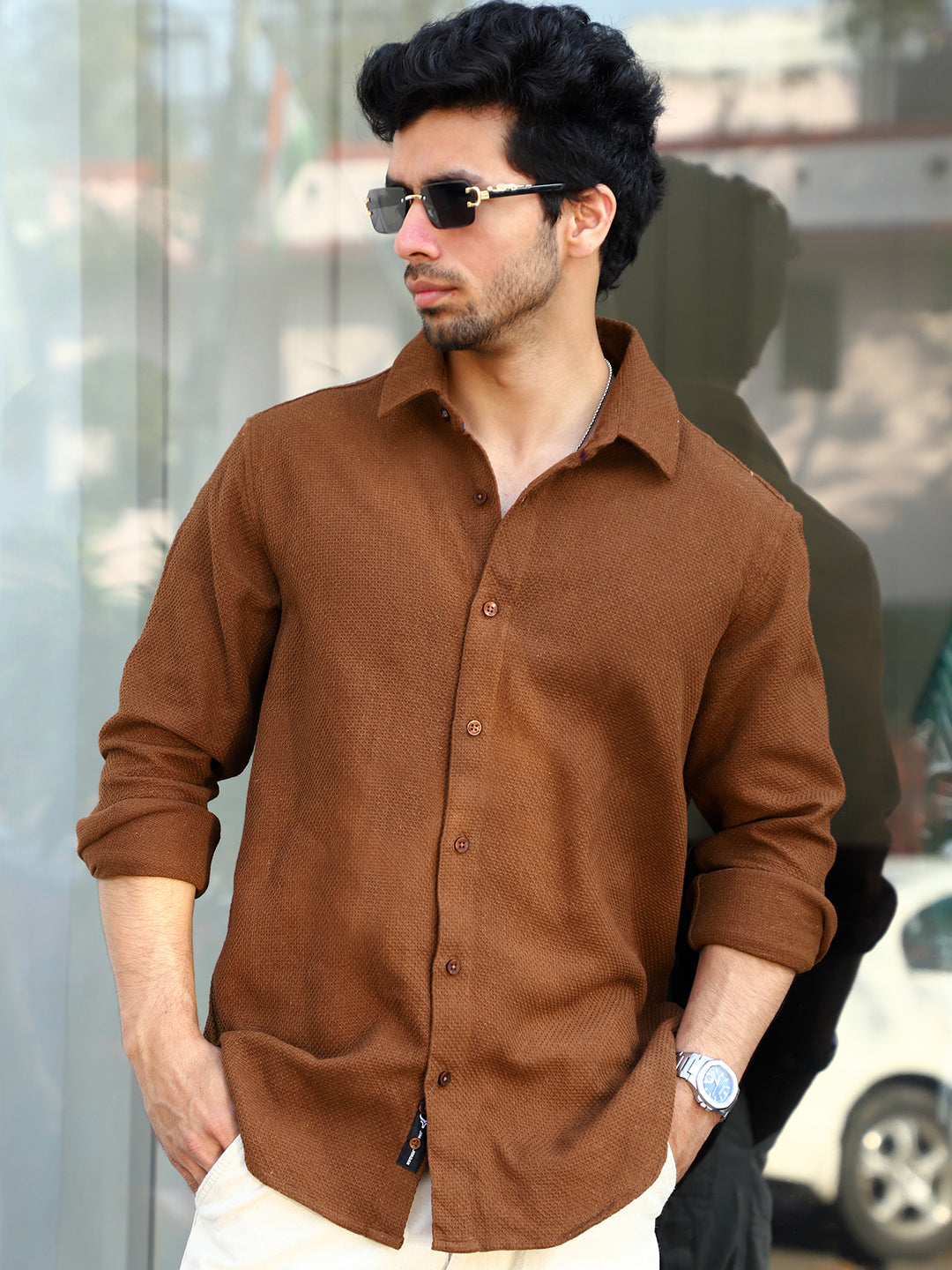 Vanilla Daze Brown full Sleeve Plain shirt