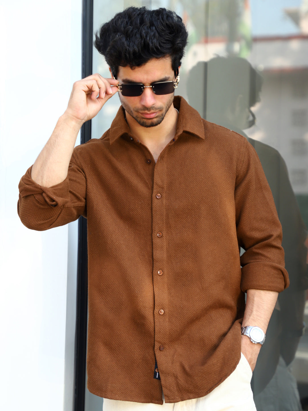 Vanilla Daze Brown full Sleeve Plain shirt